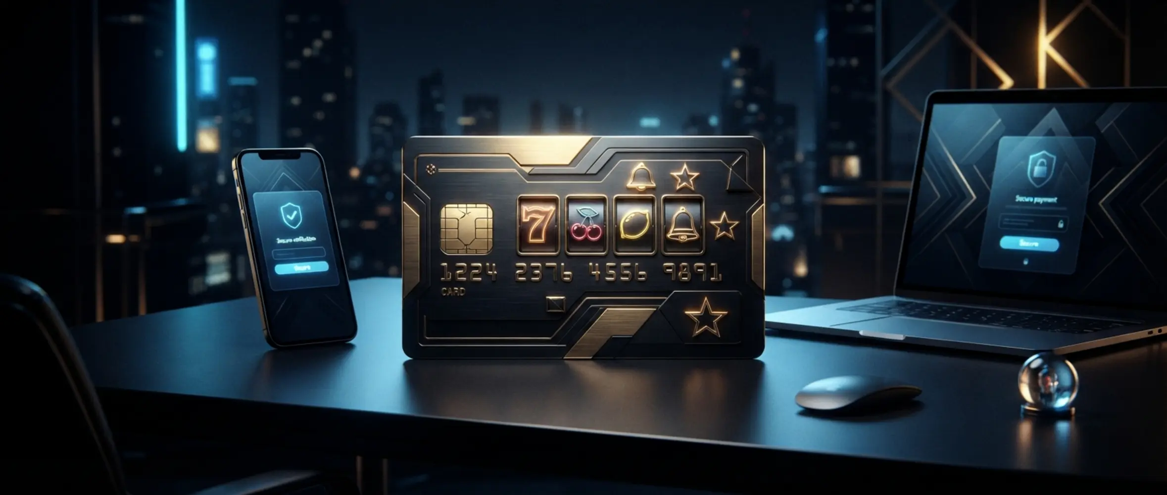 Paysafecard Bonus ohne Einzahlung Banner Paysafecard-Karte mit Chips und Slot-Symbolen als Promo-Banner fĂŒr Bonus ohne Einzahlung