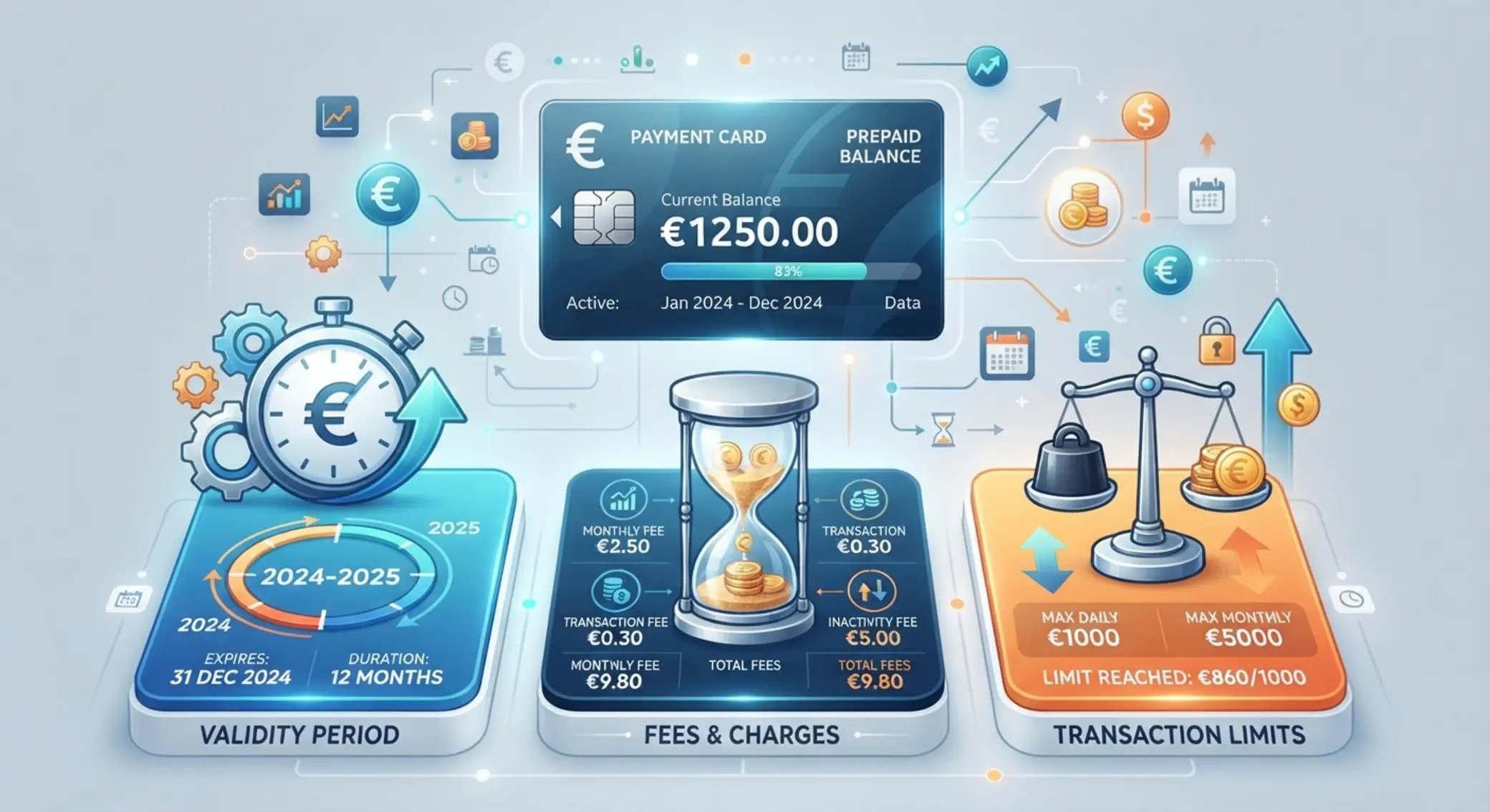 Limits und Gebühren bei Paysafecard Grafik zu Paysafecard Gebühren, Limits und Gültigkeit